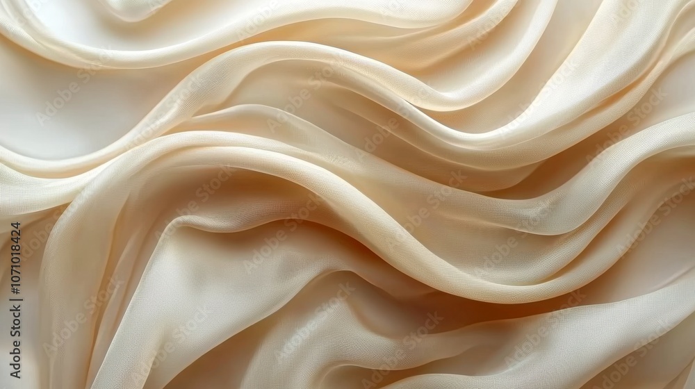 Flowing Beige Silk Fabric with Soft Folds Flowing Beige Silk Fabric with Soft Folds