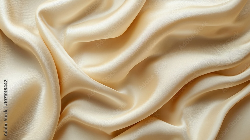 Luxurious Cream Silk Fabric with Flowing Folds Luxurious Cream Silk Fabric with Flowing Folds