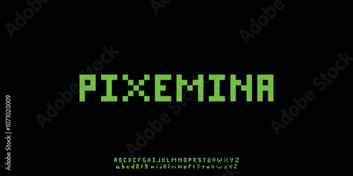 Vector Pixel Alphabet Font Set with Latin Letters
