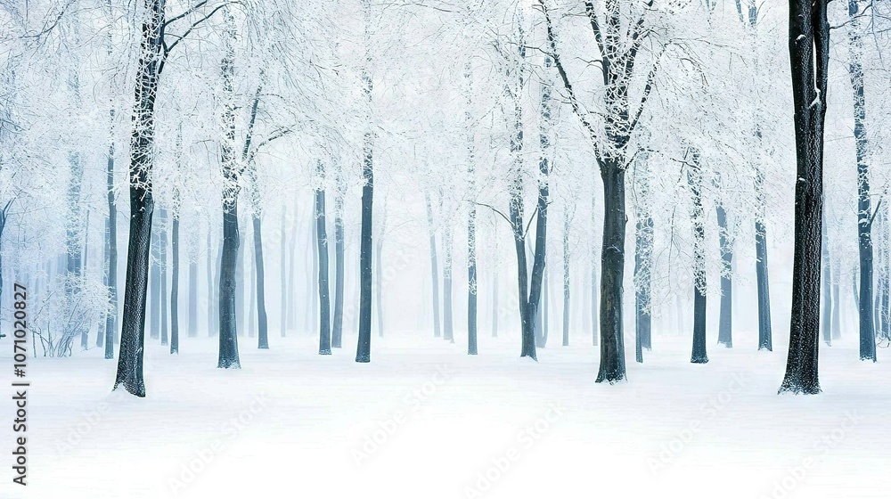 A forest brimming with numerous trees enveloped in a blanket of snow adjoins another forest bursting with trees smothered in snow A forest brimming with numerous trees enveloped in a blanket of snow adjoins another forest bursting with trees smothered in snow