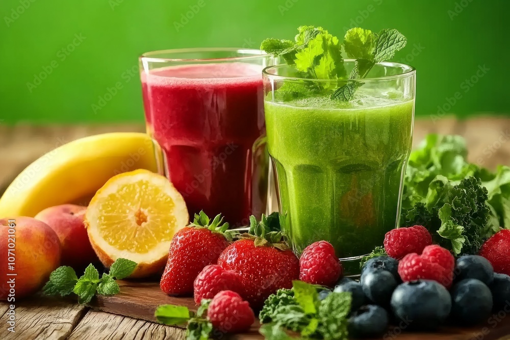 Two drinks one glass with a protein shake, Two drinks one glass with a protein shake,