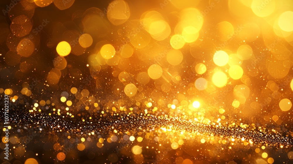 Golden Bokeh Lights with Sparkling Glitter