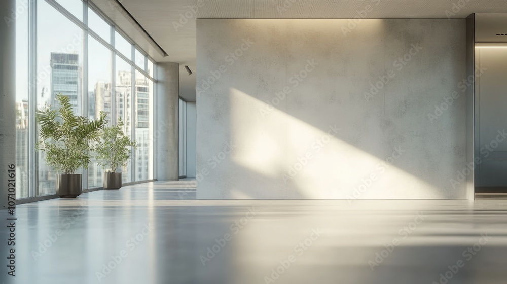 Fototapeta premium Sleek and Modern Living Room in Sunlight