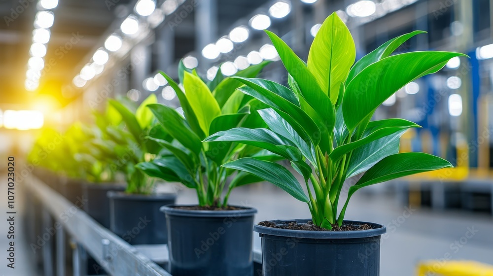 Green Industrial Oasis: Lush Plants in Clean Energy Environment Green Industrial Oasis: Lush Plants in Clean Energy Environment