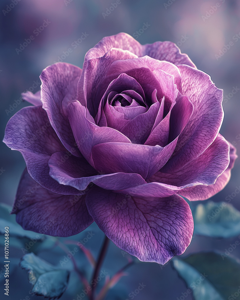 Naklejka premium Rose Épanouie en Gros Plan avec Effet Bokeh