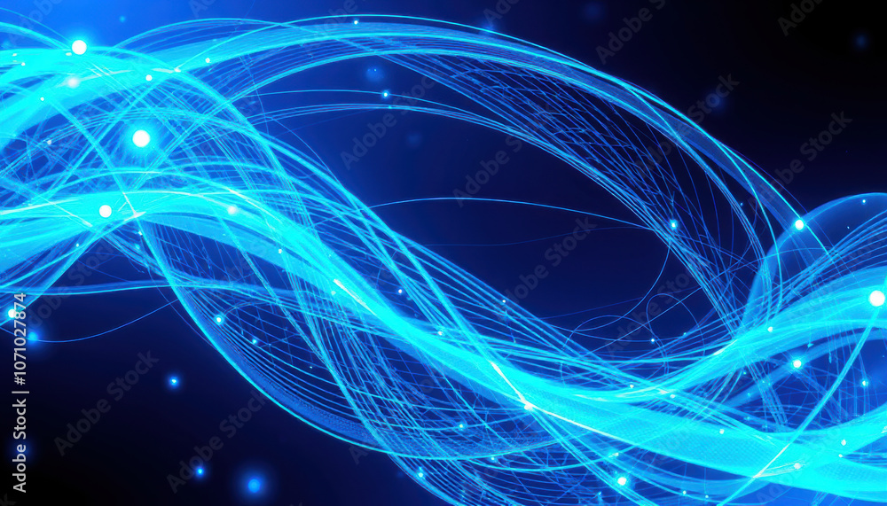 Futuristic blue light waves create mesmerizing abstract background, evoking sense of motion and energy. Ideal for technology and digital themes Futuristic blue light waves create mesmerizing abstract background, evoking sense of motion and energy. Ideal for technology and digital themes