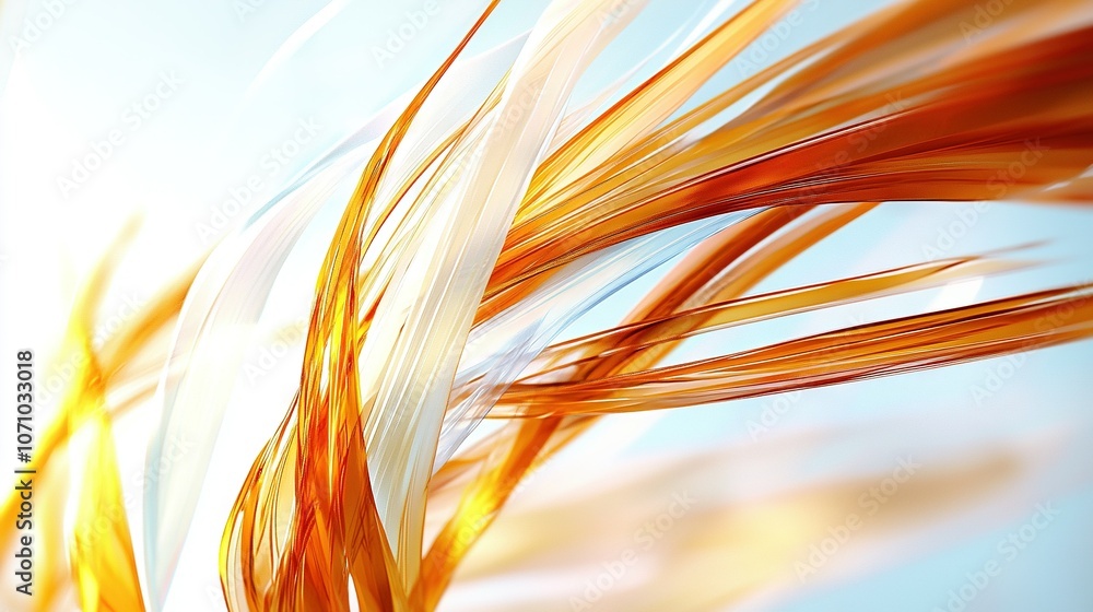 A close-up of an orange and white object against a blue sky, with a blurred orange and white object in the foreground A close-up of an orange and white object against a blue sky, with a blurred orange and white object in the foreground