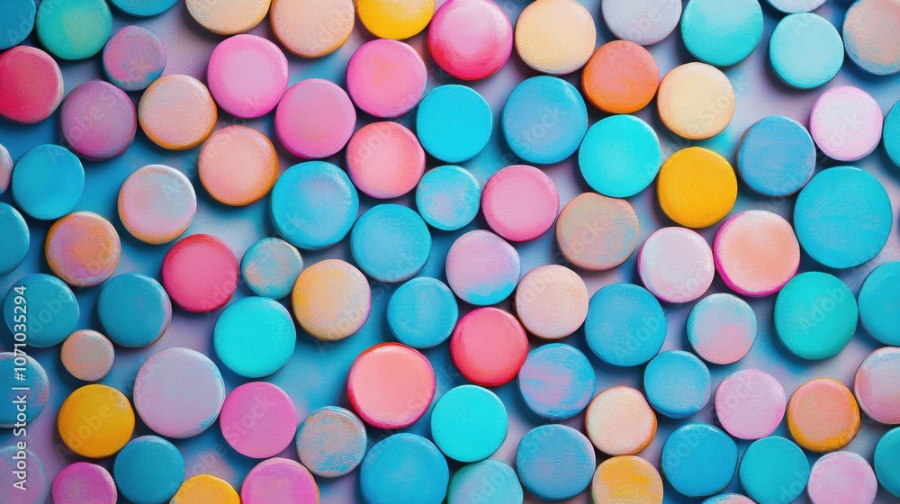 Colorful collection of painted circular wooden pieces in vibrant hues, creating a playful and artistic pattern. Colorful collection of painted circular wooden pieces in vibrant hues, creating a playful and artistic pattern.
