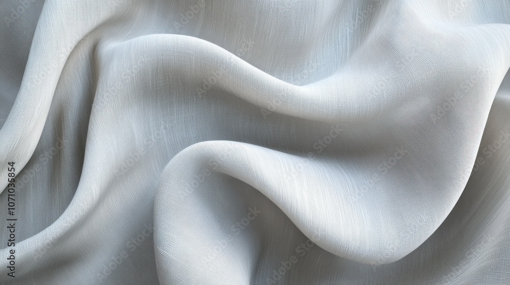 Obraz premium Elegant white fabric drapes beautifully, showcasing soft, flowing textures and subtle light play.
