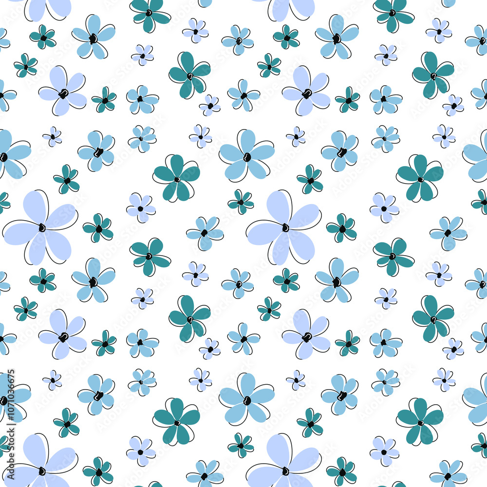 Simple Flowers pattern cute blue Simple Flowers pattern cute blue
