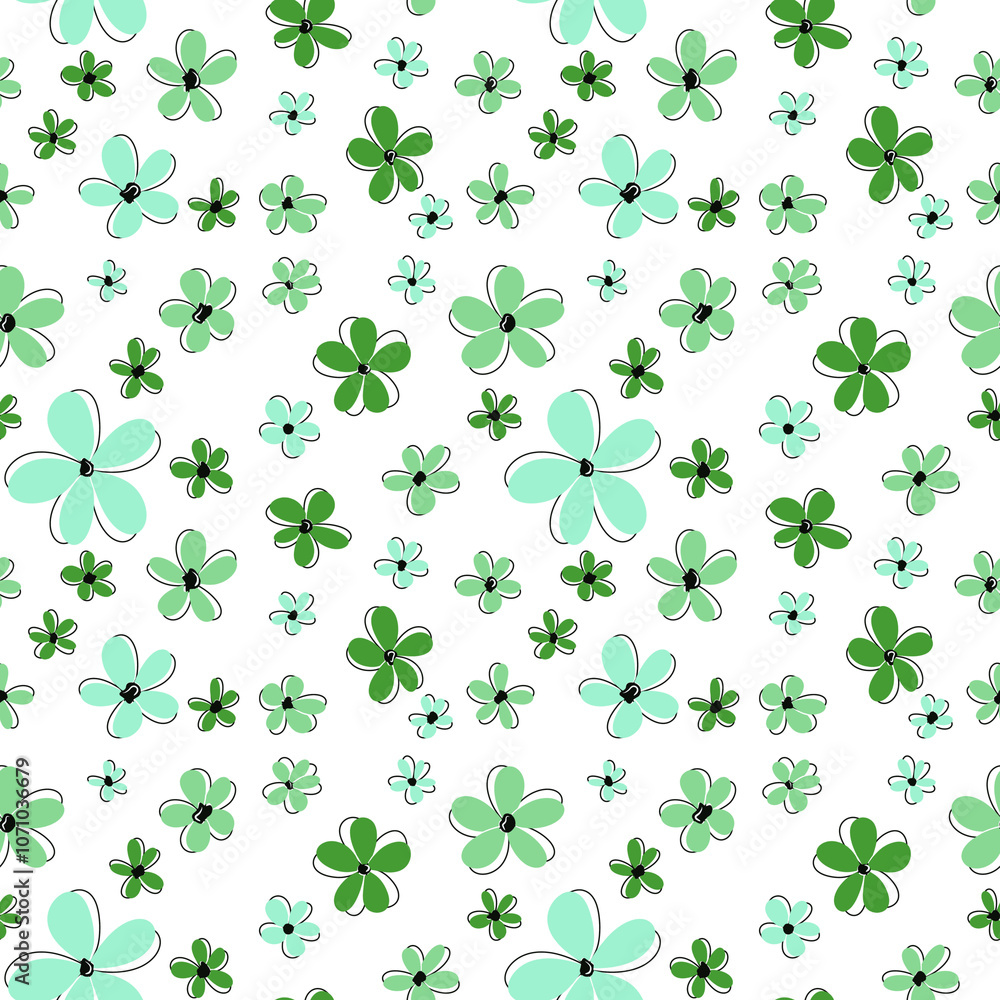 Simple Flowers pattern cute green Simple Flowers pattern cute green