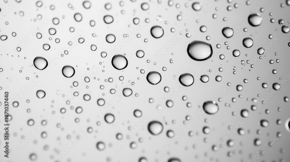 Close-up of water droplets on a glass surface, creating a serene and calming atmosphere. Close-up of water droplets on a glass surface, creating a serene and calming atmosphere.