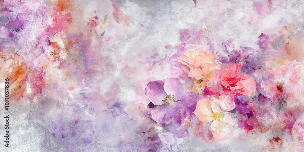 An image of flowers on a purple background. The flowers are available in different colors and sizes. The background is white, with a blur effect An image of flowers on a purple background. The flowers are available in different colors and sizes. The background is white, with a blur effect