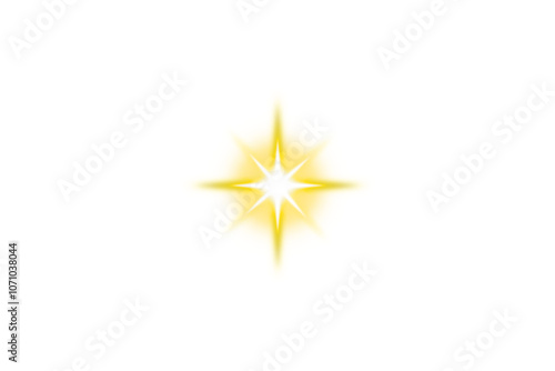Gold shining star light effect isolated on transparent background. Light Sparkling effect. Flare light PNG. glowing star light. Glitter star. Golden lens flare. Shining sun, sunlight. Bright spotlight