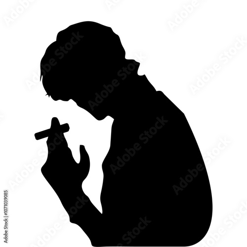 silhouette of a person smoking