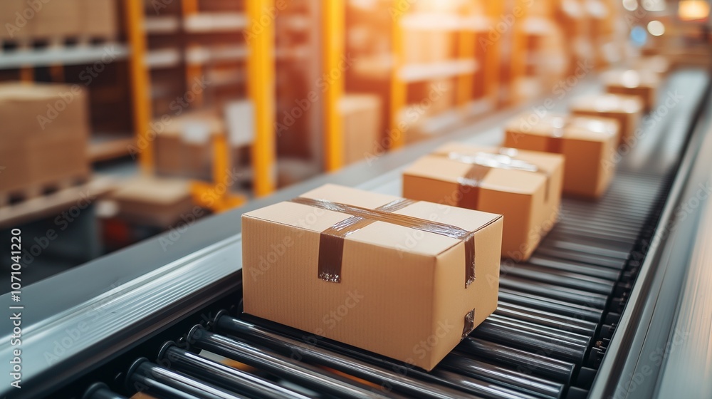warehouse sorting packages onto conveyor belts, fast and efficient logistics warehouse sorting packages onto conveyor belts, fast and efficient logistics