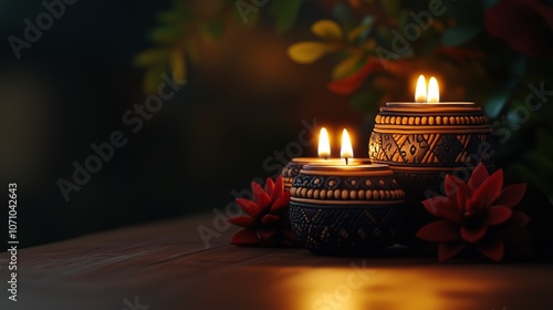 Kwanzaa concept, featuring traditional African symbols and Mishumaa Saba candles photo