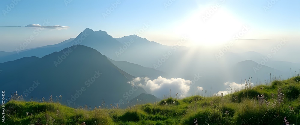 Sunrise Over Majestic Mountain Range Sunrise Over Majestic Mountain Range