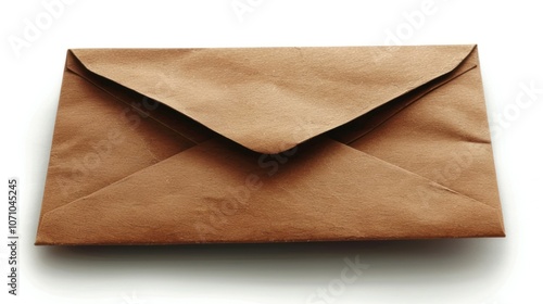 Brown Envelope on White Background