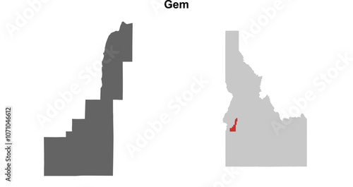 Gem County (Idaho) blank outline map set