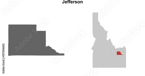 Jefferson County (Idaho) blank outline map set
