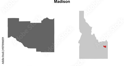 Madison County (Idaho) blank outline map set