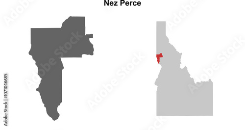 Nez Perce County (Idaho) blank outline map set