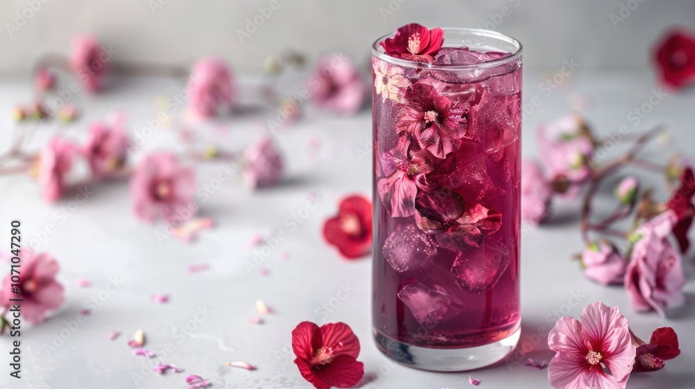 Hibiscus Iced Tea with Flowers Hibiscus Iced Tea with Flowers