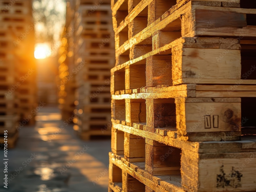 A shot of pallets loaded for reverse logistics processing, Inventory, Organized and systematic A shot of pallets loaded for reverse logistics processing, Inventory, Organized and systematic