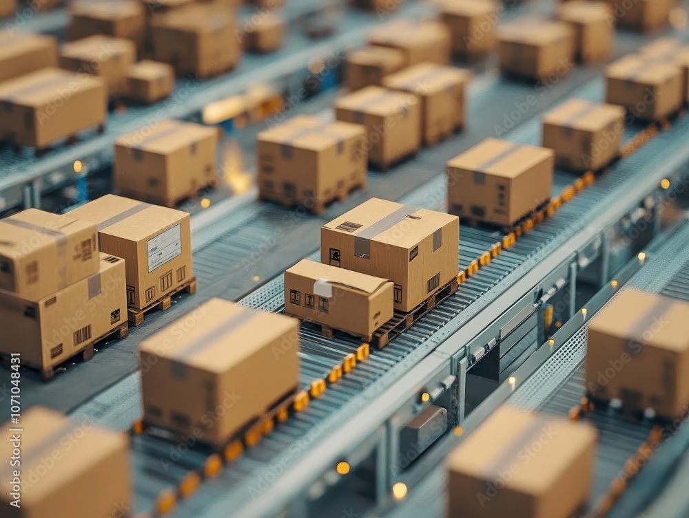 A wideangle shot of a distribution center with ecommerce logistics operations, ECommerce, Busy and organized A wideangle shot of a distribution center with ecommerce logistics operations, ECommerce, Busy and organized