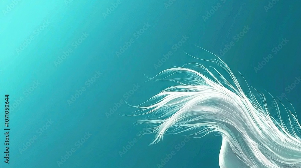Fototapeta premium A portrait of a woman's hair drifting on blue water under golden rays