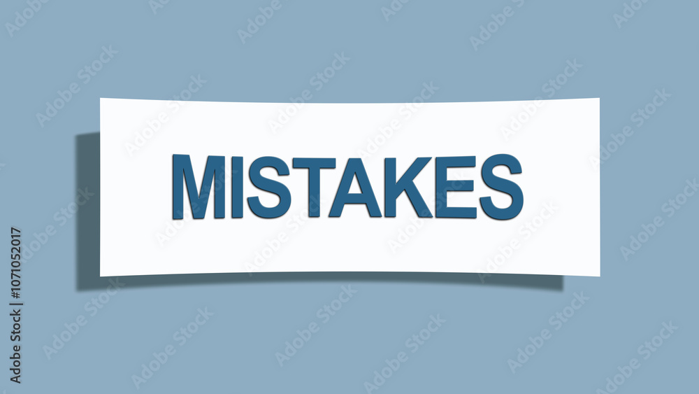 Mistakes. A card isolated on blue background. Mistakes. A card isolated on blue background.