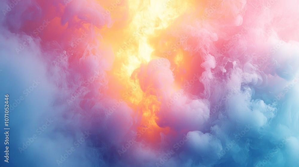 Abstract Swirling Clouds of Vibrant Pink, Yellow, and Blue Hues Abstract Swirling Clouds of Vibrant Pink, Yellow, and Blue Hues
