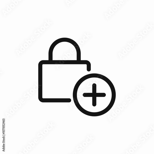 add plus lock password icon sign vector