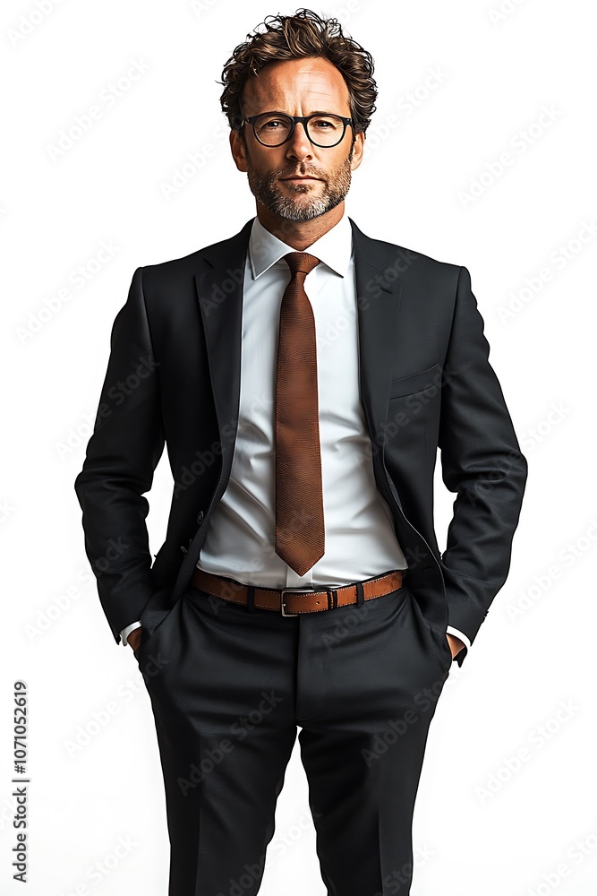 Fototapeta premium Handsome confident businessman wearing suit