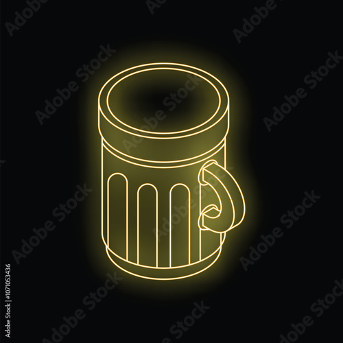 Neon sign of fresh beer mug shining in the dark