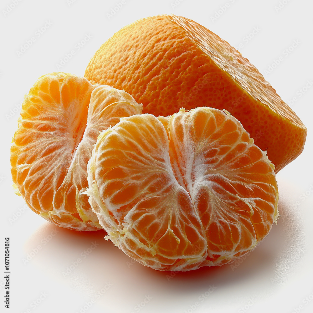 Fresh Tangerine Slices on White Background Fresh Tangerine Slices on White Background