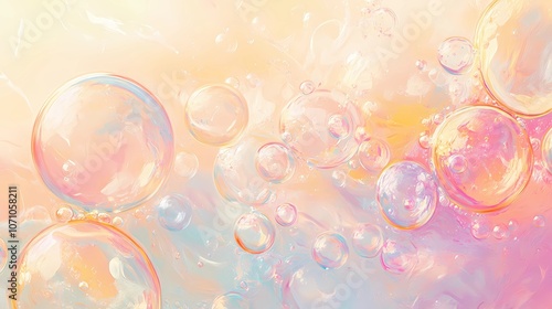 Wallpaper Mural Abstract bubble-filled background with rainbow colors refracting through transparent orbs, forming a complex and visually striking pattern of light and reflections Torontodigital.ca