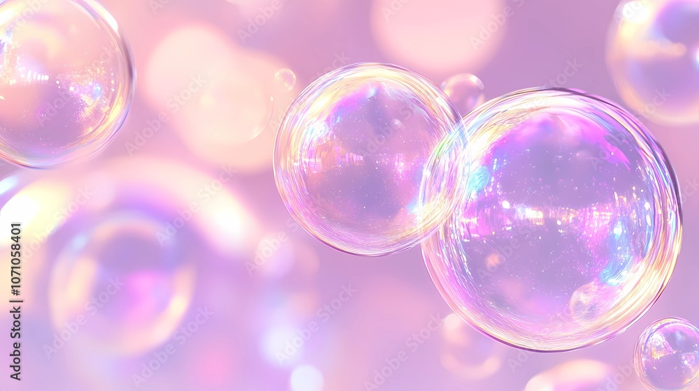 Abstract bubble-filled background with rainbow colors refracting through transparent orbs, forming a complex and visually striking pattern of light and reflections Abstract bubble-filled background with rainbow colors refracting through transparent orbs, forming a complex and visually striking pattern of light and reflections
