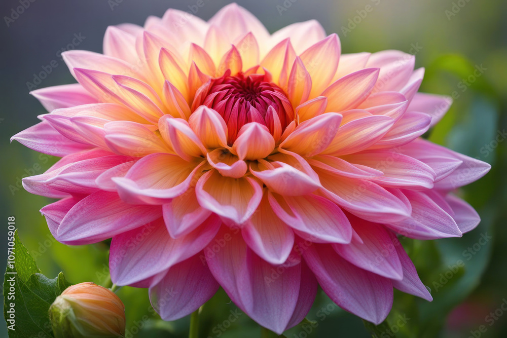 a stunning close-up of a dahlia flower. The intricate details of the flower's petals, with their gradient of pink and yellow hues, are captured beautifully. a stunning close-up of a dahlia flower. The intricate details of the flower's petals, with their gradient of pink and yellow hues, are captured beautifully.