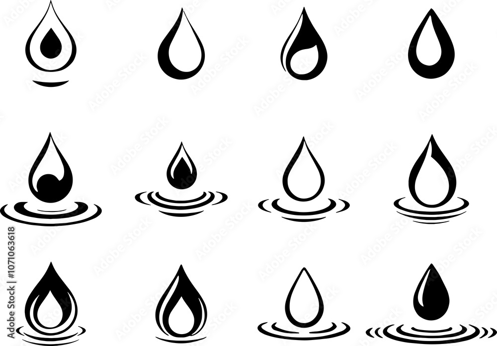Set of Water drop logo icon Set of Water drop logo icon