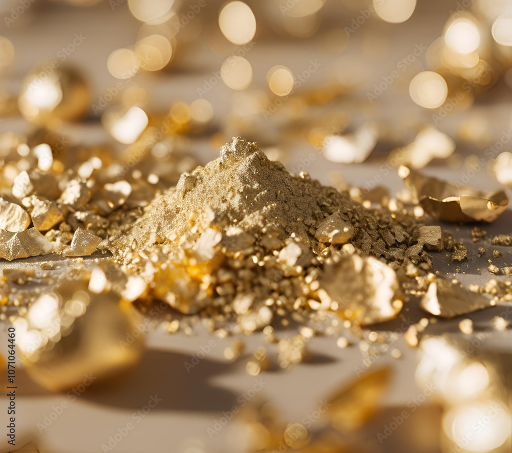 Christmas background with gold dust, shavings and gold balls Christmas background with gold dust, shavings and gold balls