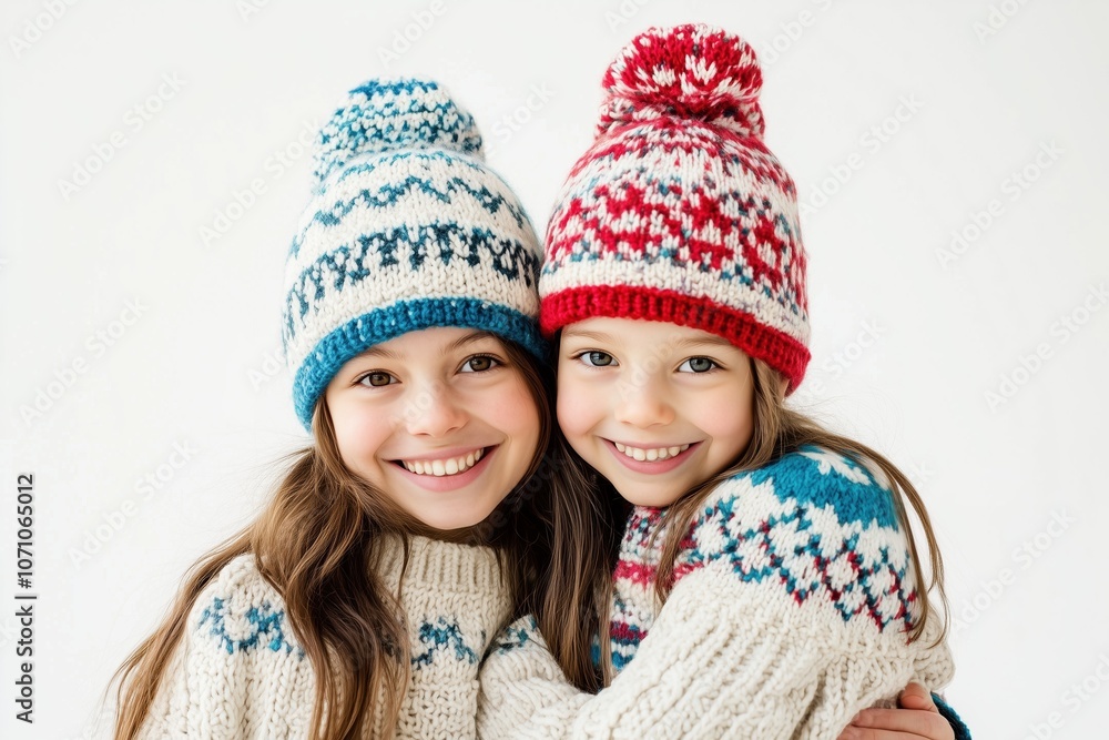 A joyful mother and daughter share a warm embrace during a winter celebration at home A joyful mother and daughter share a warm embrace during a winter celebration at home