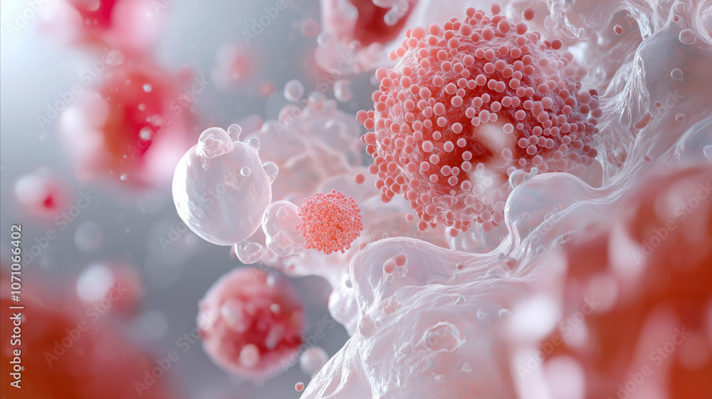 © Anna - sarcoma cells in a biological environment. Scientific and medical concept for cancer research and cellular structure