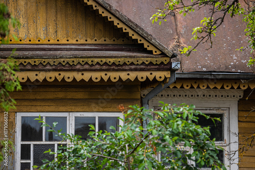 Traditional wooden house in Varena, Lithuania