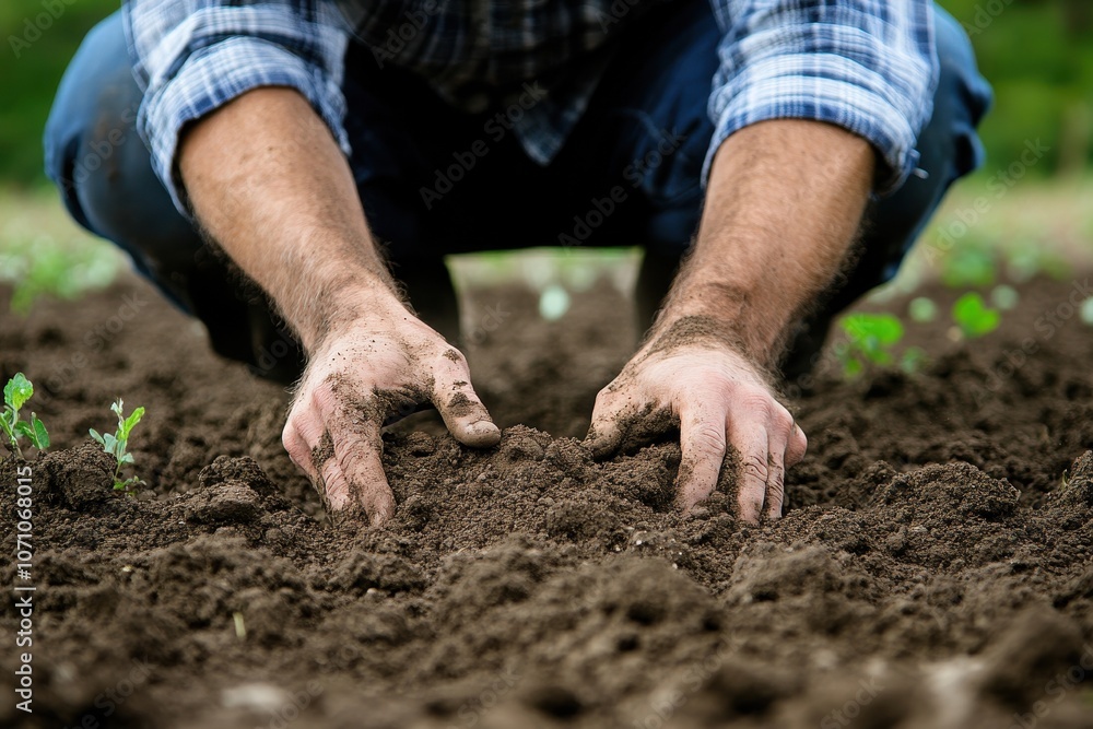 Agronomist examines agricultural land Agronomist examines agricultural land