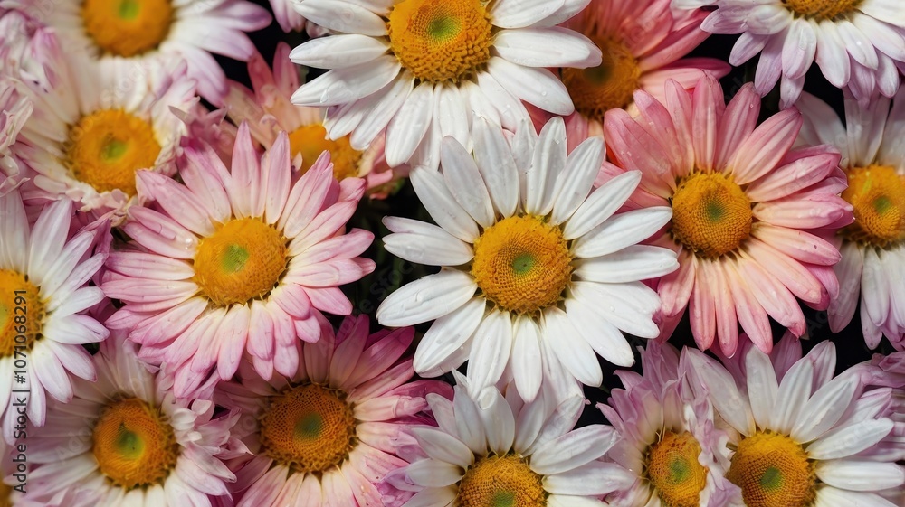 Fototapeta premium Close-Up of Pink and White Flowers with Soft Petals and Vibrant Colors