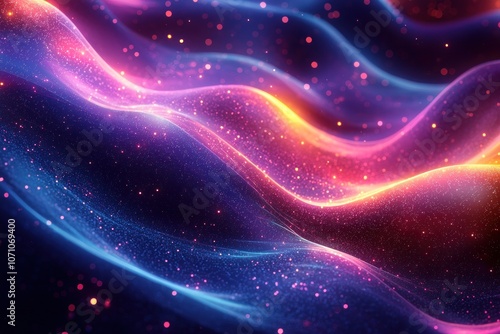 Abstract Wavy Background with Pink, Blue, and Orange Lights