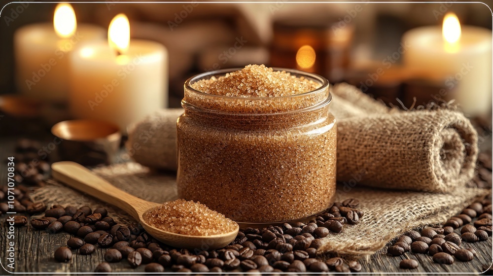 Coffee and Brown Sugar Scrub with Candlelight Ambiance Coffee and Brown Sugar Scrub with Candlelight Ambiance