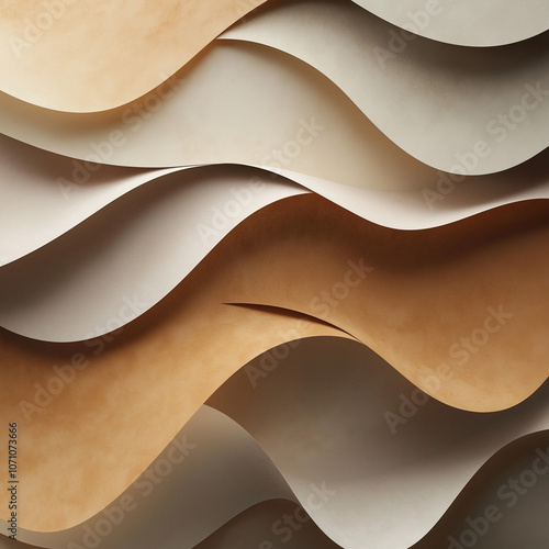 3D textured background with layered, paper-like surfaces in earthy tones, featuring subtle shadows and highlights for natural depth and warmth. Perfect for organic and minimalist brands aiming 